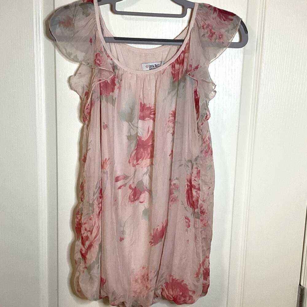 Luisa Ricci Women's Silk Sleeveless Blouse Top Size M Feminine Fairy Bubble Hem
